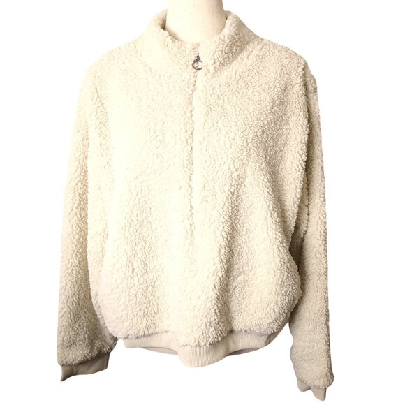 NEW Lucky Brand Hi-Pile Half‎ Zip Faux Shearling Pullover in Cream, Size 2XL - Picture 5 of 12